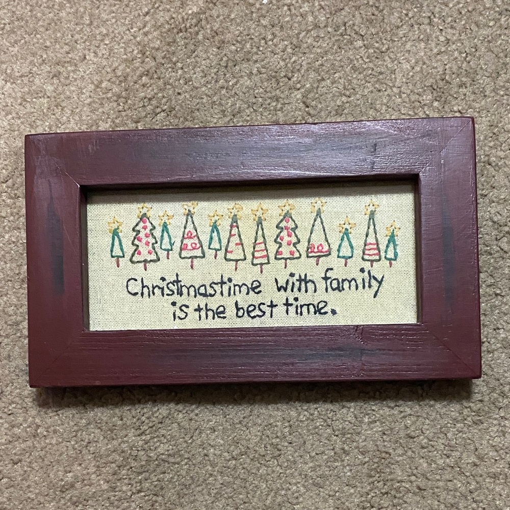 Christmas Embroidered Wall Art Country Red